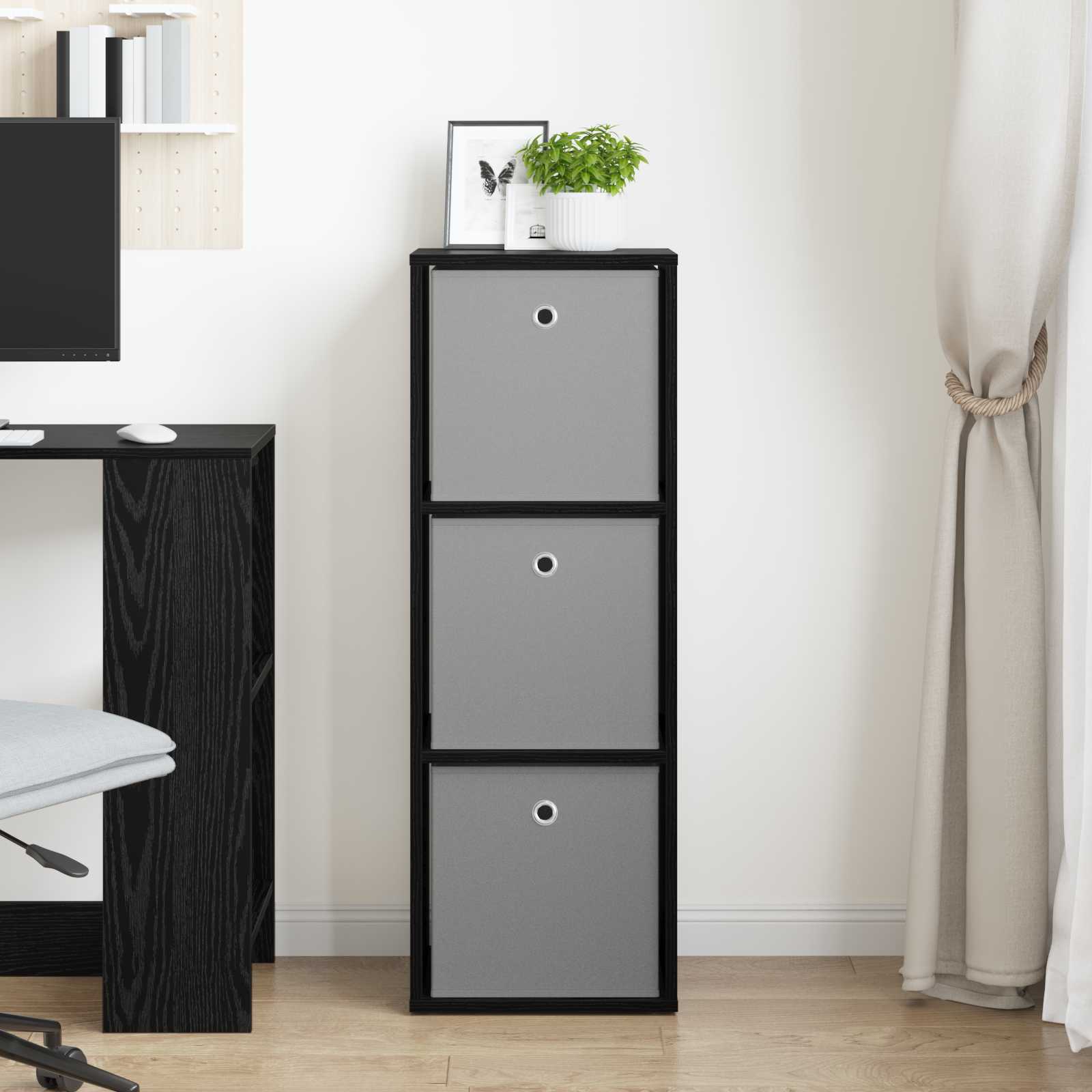 Credenza con cassetto Rovere Nero 35 x 32 x 99,5 cm | homemem39