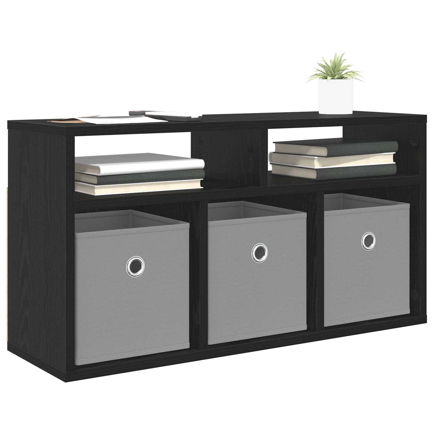 Lowboard con cassetto Rovere Nero 72 x 22,5 x 38 cm