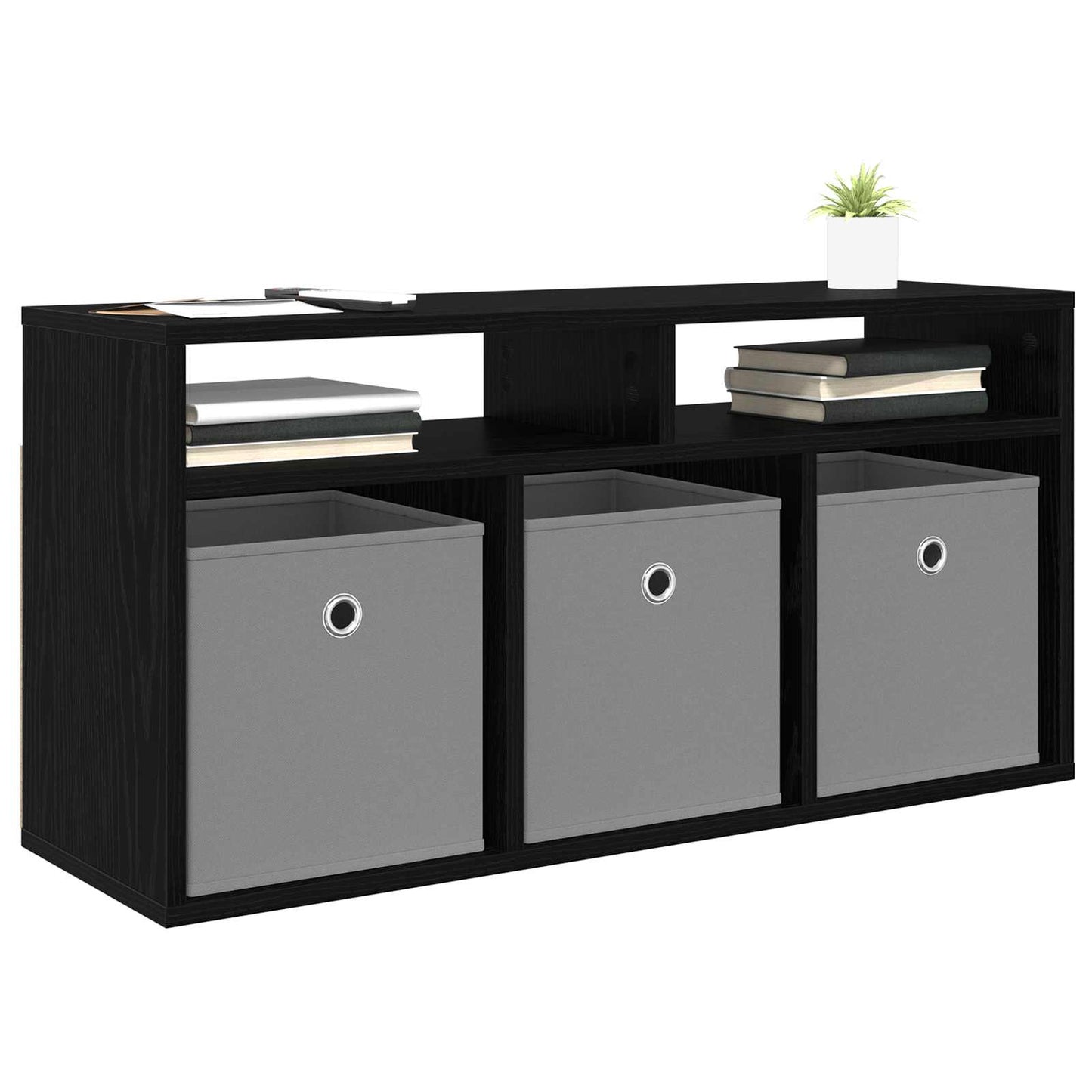 Lowboard con cassetto Rovere Nero 87 x 27,5 x 43 cm