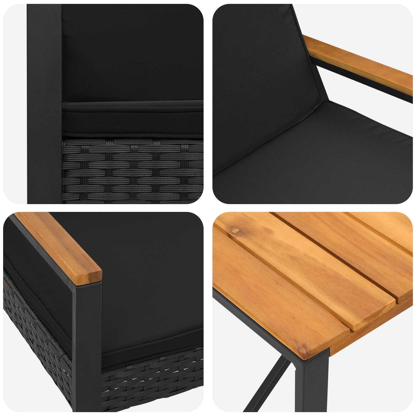 Set Mobili da Esterno con cuscino 4 pcs Nero polyrattan | homemem39