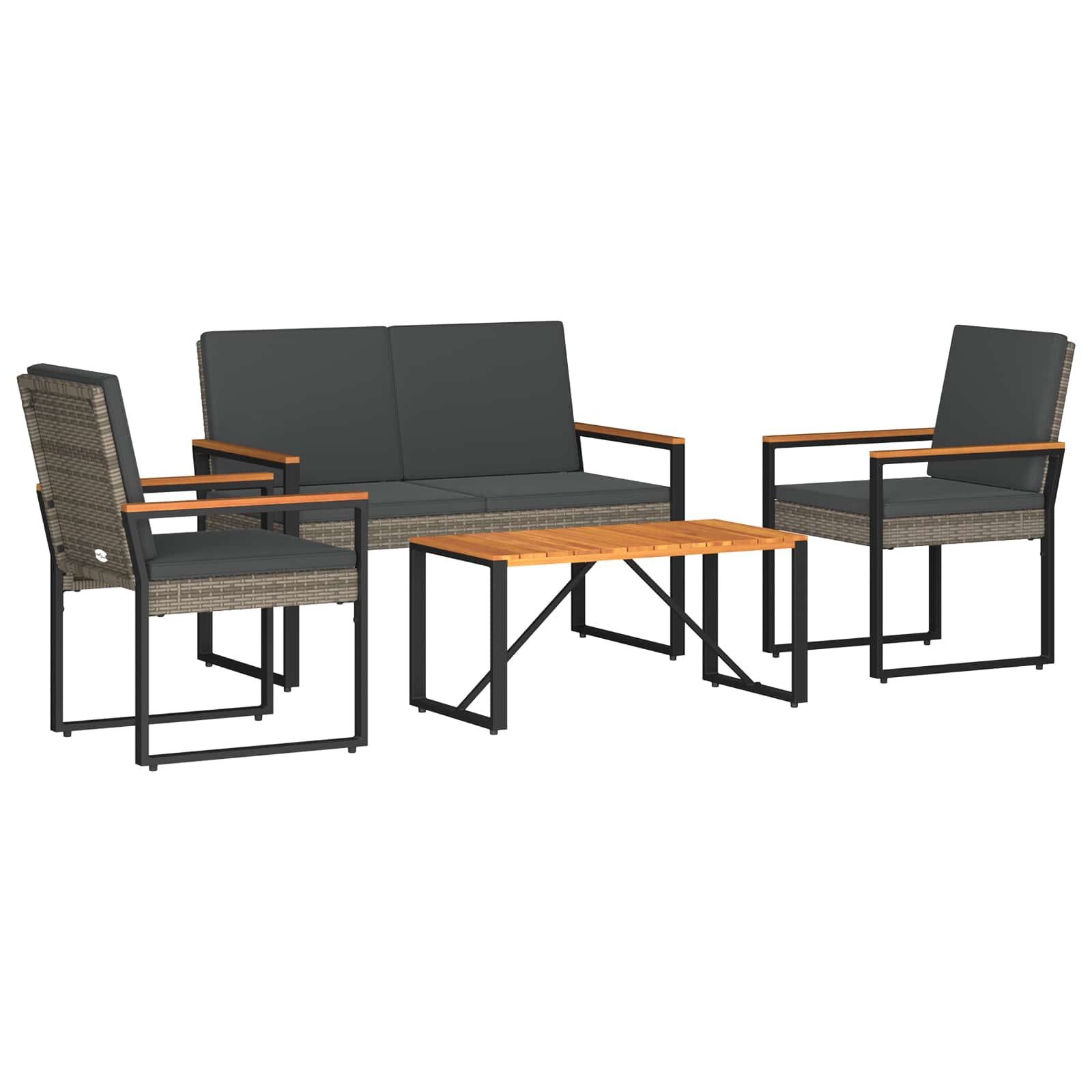 Set Mobili da Esterno 4 pcs Grigio e Grigio Scuro polyrattan | homemem39