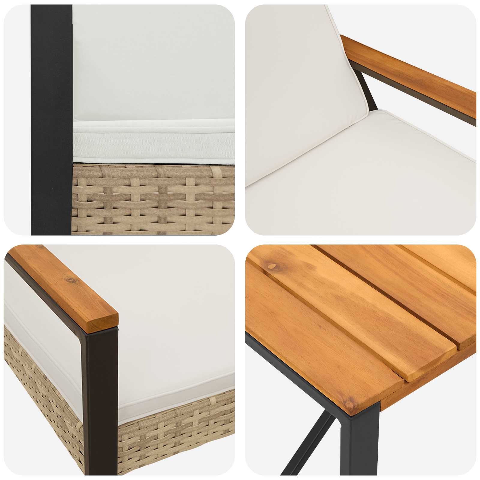 Set Mobili da Esterno 4 pcs Beige e Bianco Crema polyrattan | homemem39