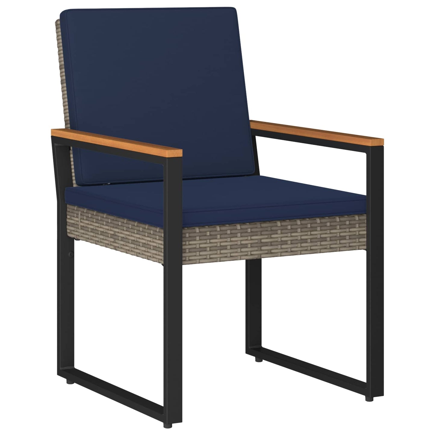 Set Mobili da Esterno 4 pcs Grigio e Blu Navy polyrattan | homemem39