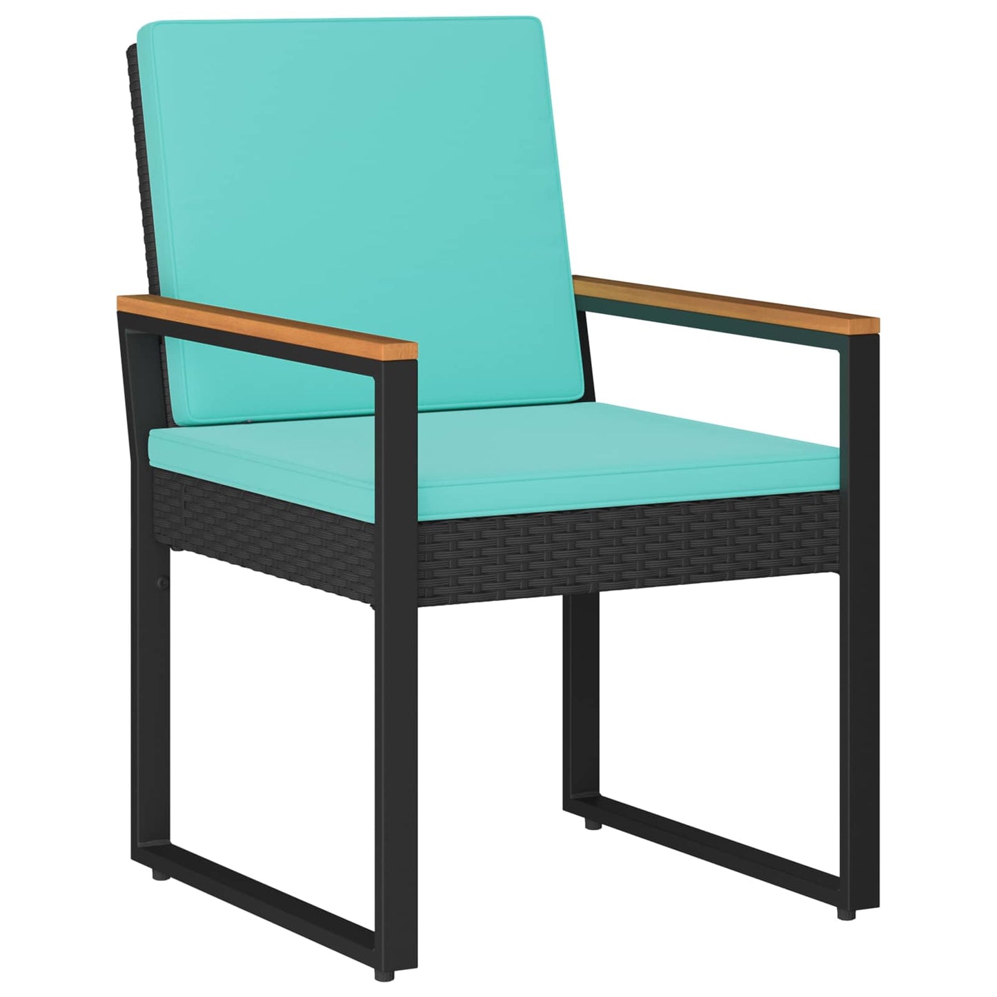 Set Mobili da Esterno 4 pcs Nero e Turchese polyrattan | homemem39