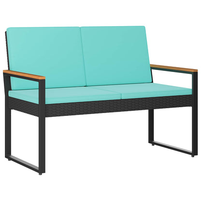 Set Mobili da Esterno 4 pcs Nero e Turchese polyrattan | homemem39