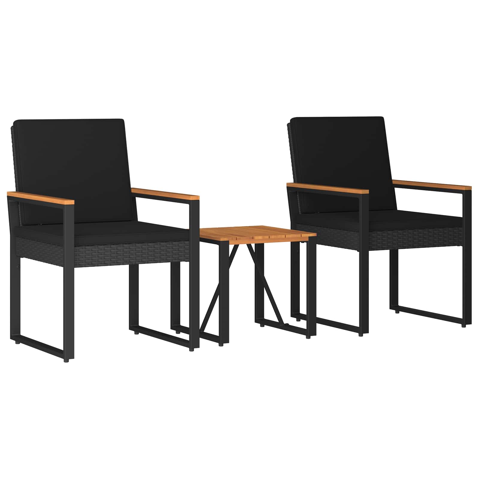 Set Mobili da Esterno con cuscino 3 pcs Nero polyrattan | homemem39