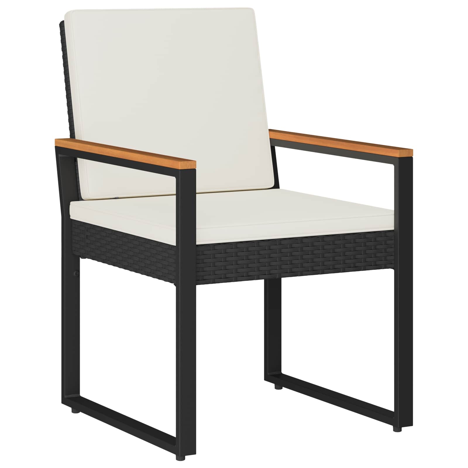 Set Mobili da Esterno 3 pcs Nero e Bianco Crema polyrattan | homemem39