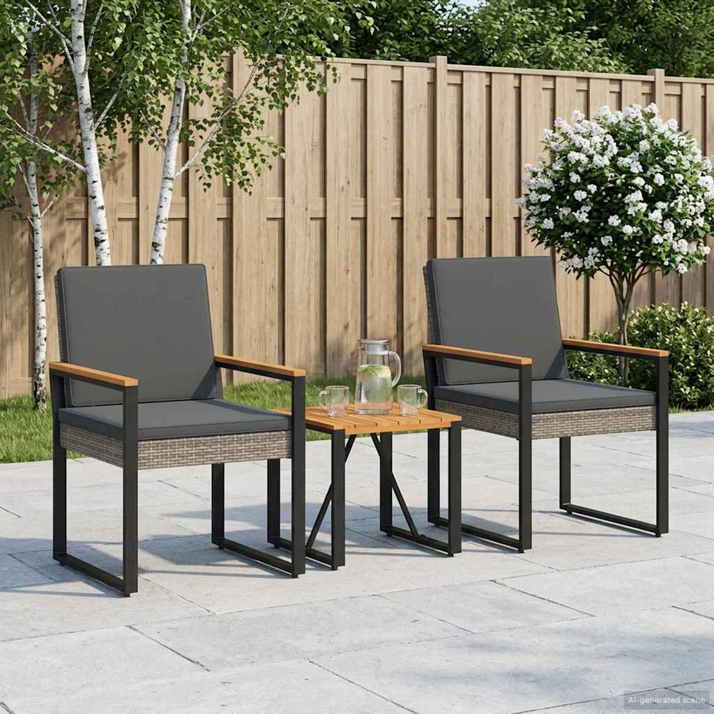 Set Mobili da Esterno 3 pcs Grigio e Grigio Scuro polyrattan | homemem39