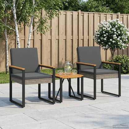 Set Mobili da Esterno 3 pcs Grigio e Grigio Scuro polyrattan | homemem39