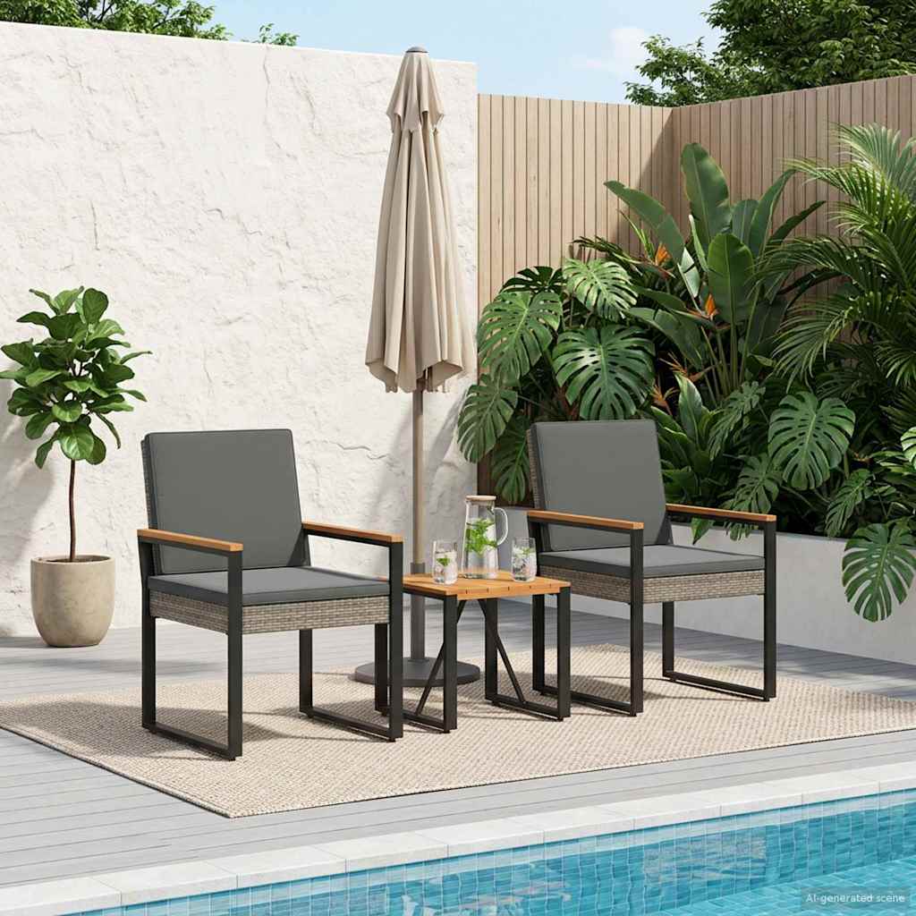 Set Mobili da Esterno 3 pcs Grigio e Grigio Scuro polyrattan | homemem39