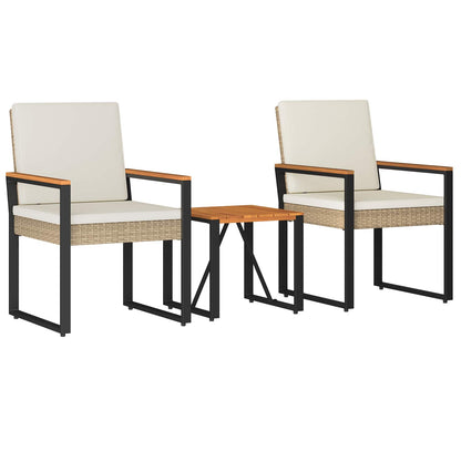 Set Mobili da Esterno 3 pcs Beige e Bianco Crema polyrattan | homemem39