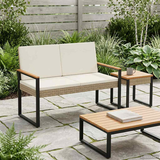 Panchina da esterno Beige e Bianco Crema 107 x 61 x 80 cm | homemem39