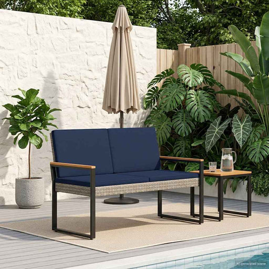 Panchina da esterno Grigio e Blu Navy 107 x 61 x 80 cm | homemem39