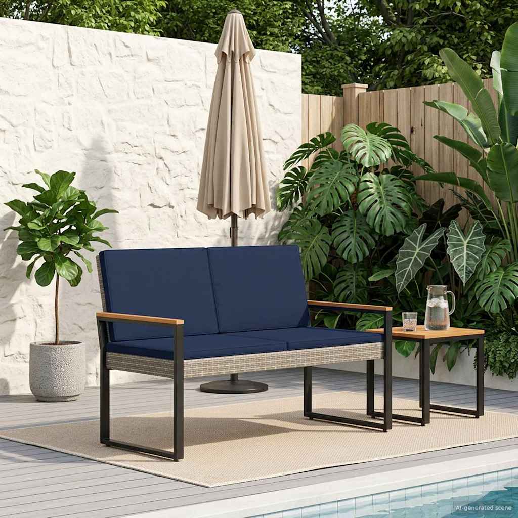 Panchina da esterno Grigio e Blu Navy 107 x 61 x 80 cm