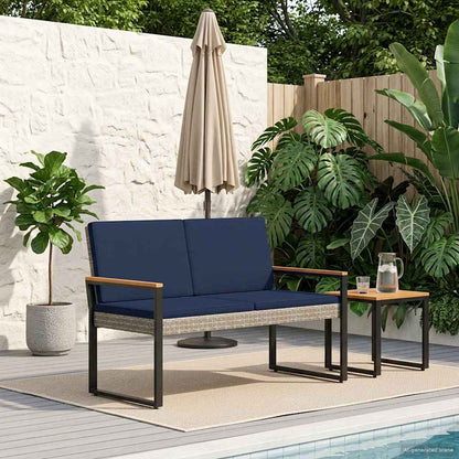 Panchina da esterno Grigio e Blu Navy 107 x 61 x 80 cm