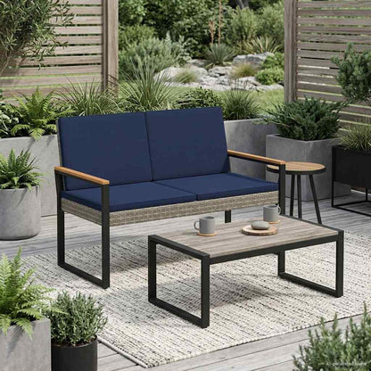 Panchina da esterno Grigio e Blu Navy 107 x 61 x 80 cm