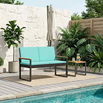 Panchina da esterno Nero e Turchese 107 x 61 x 80 cm polyrattan | homemem39