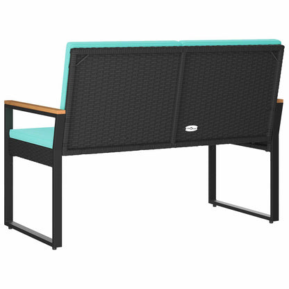 Panchina da esterno Nero e Turchese 107 x 61 x 80 cm polyrattan | homemem39