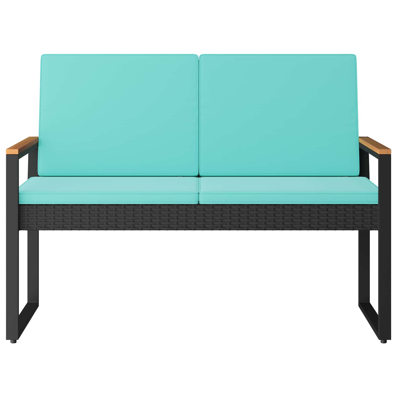 Panchina da esterno Nero e Turchese 107 x 61 x 80 cm polyrattan | homemem39