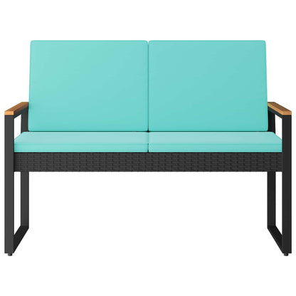Panchina da esterno Nero e Turchese 107 x 61 x 80 cm polyrattan | homemem39