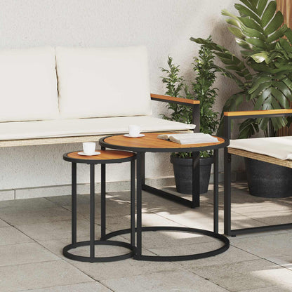 Set di Tavolini da Caffè 2 pcs Naturale e Nero 55 x 55 x 45 cm | homemem39