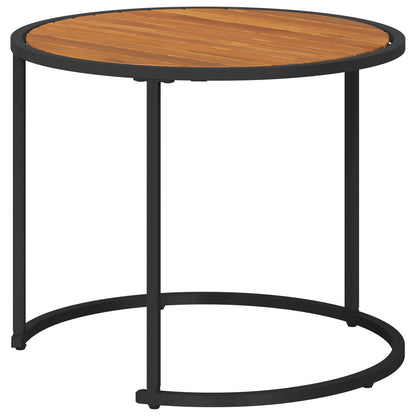 Set di Tavolini da Caffè 2 pcs Naturale e Nero 55 x 55 x 45 cm