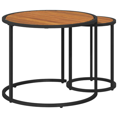 Set di Tavolini da Caffè 2 pcs Naturale e Nero 55 x 55 x 45 cm