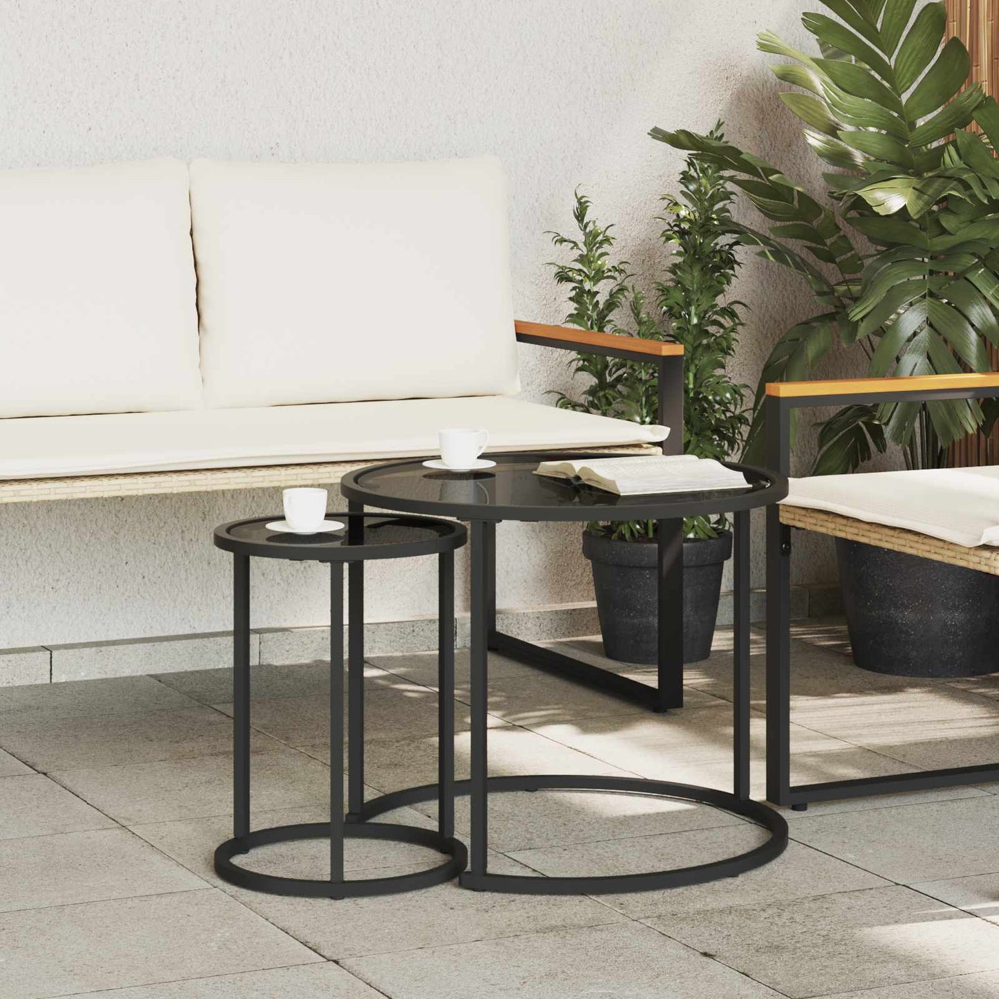 Set di Tavolini da Caffè 2 pcs 55 x 55 x 45 cm acciaio | homemem39