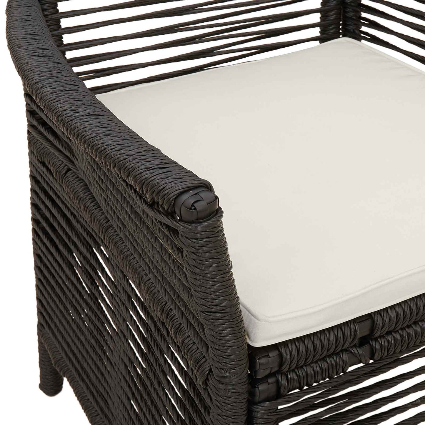 Sedia da esterno con cuscino 2 pcs Nero e Crema polyrattan | homemem39