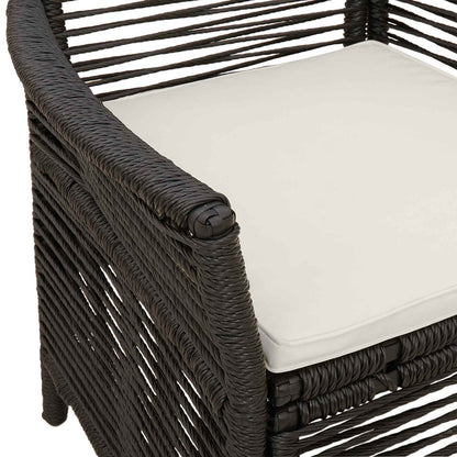 Sedia da esterno con cuscino 2 pcs Nero e Crema polyrattan | homemem39