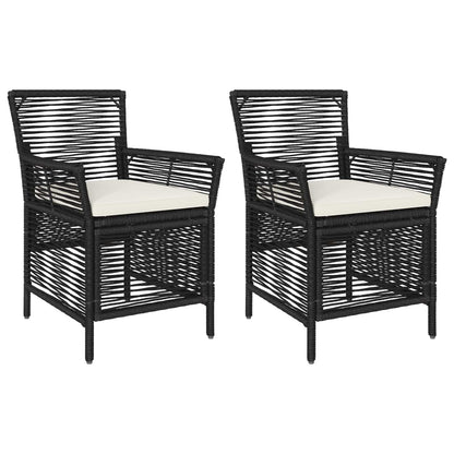 Sedia da esterno con cuscino 2 pcs Nero e Crema polyrattan