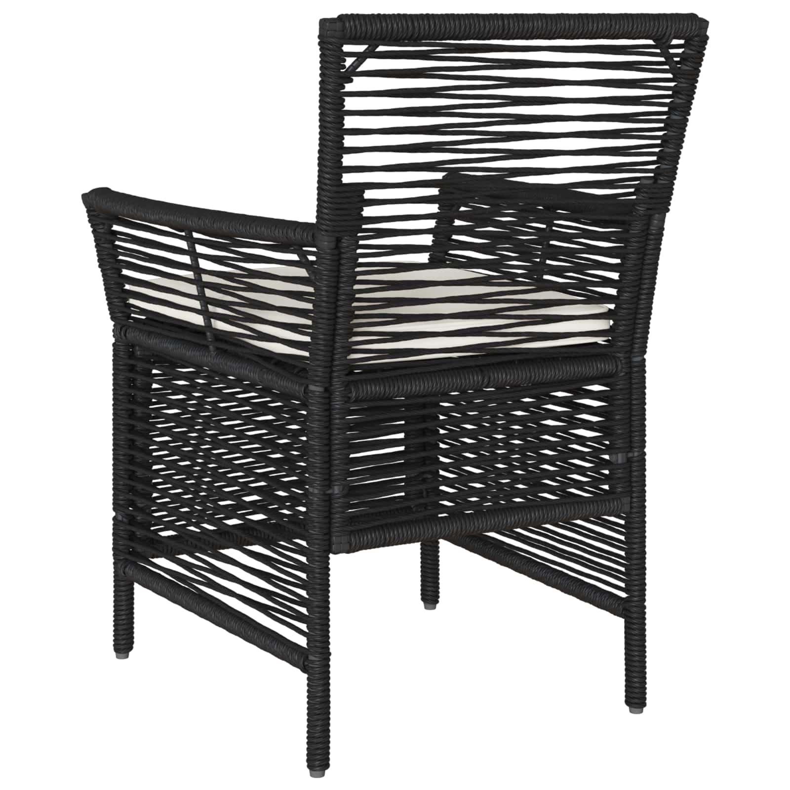 Sedia da esterno con cuscino 2 pcs Nero e Crema polyrattan | homemem39