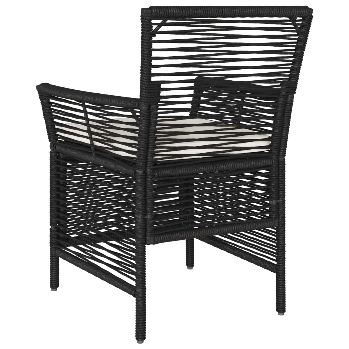 Sedia da esterno con cuscino 2 pcs Nero e Crema polyrattan
