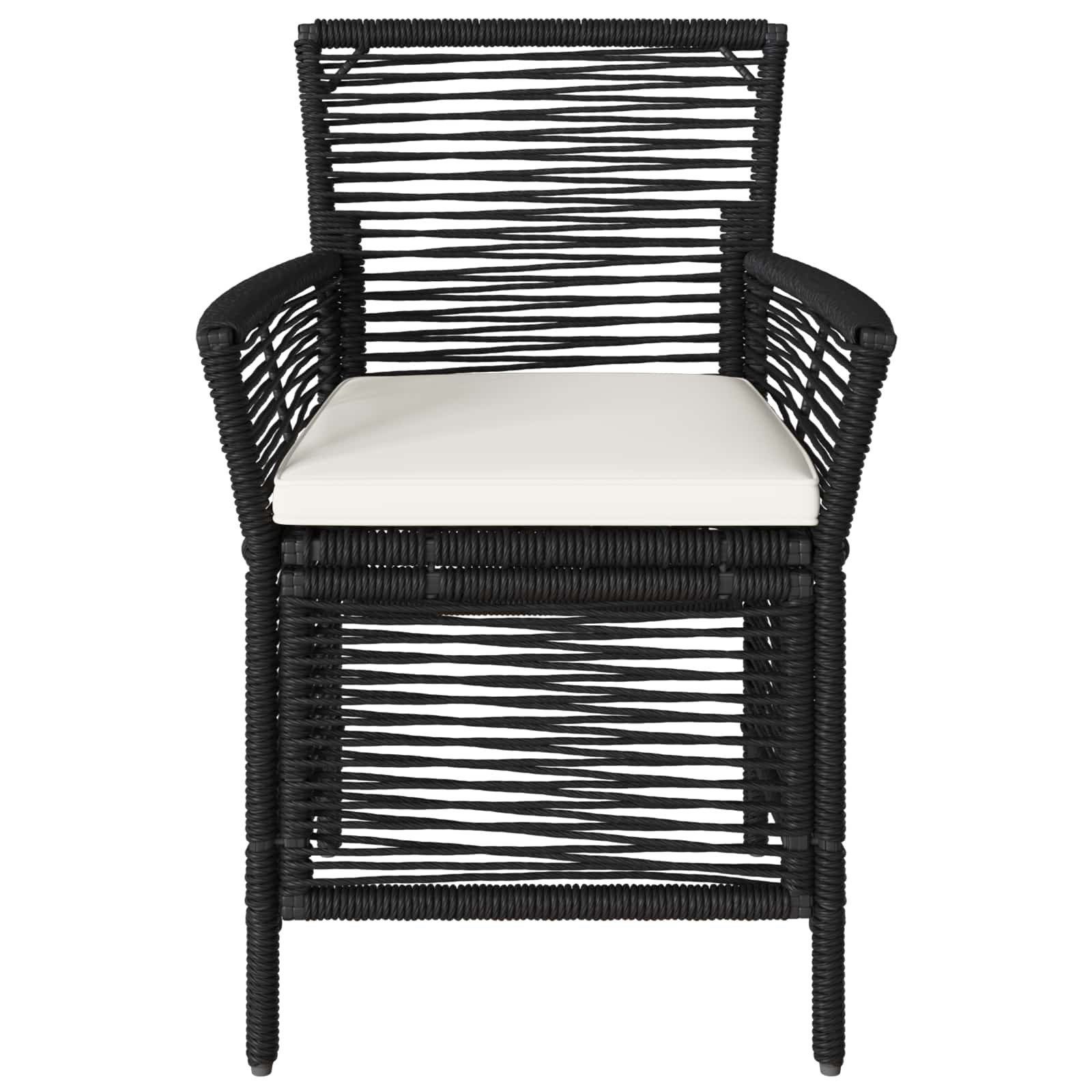 Sedia da esterno con cuscino 2 pcs Nero e Crema polyrattan | homemem39