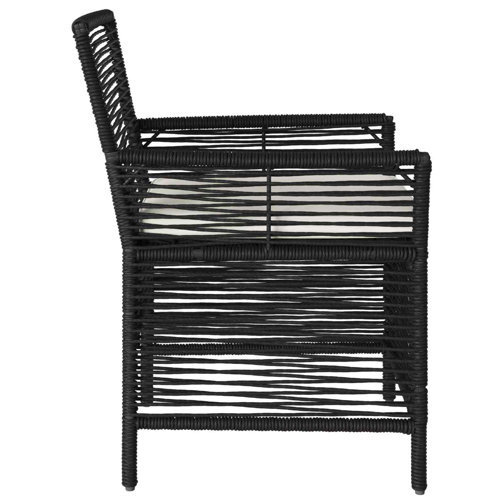 Sedia da esterno con cuscino 2 pcs Nero e Crema polyrattan | homemem39
