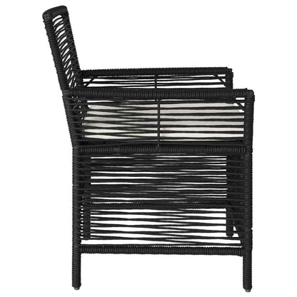 Sedia da esterno con cuscino 2 pcs Nero e Crema polyrattan | homemem39