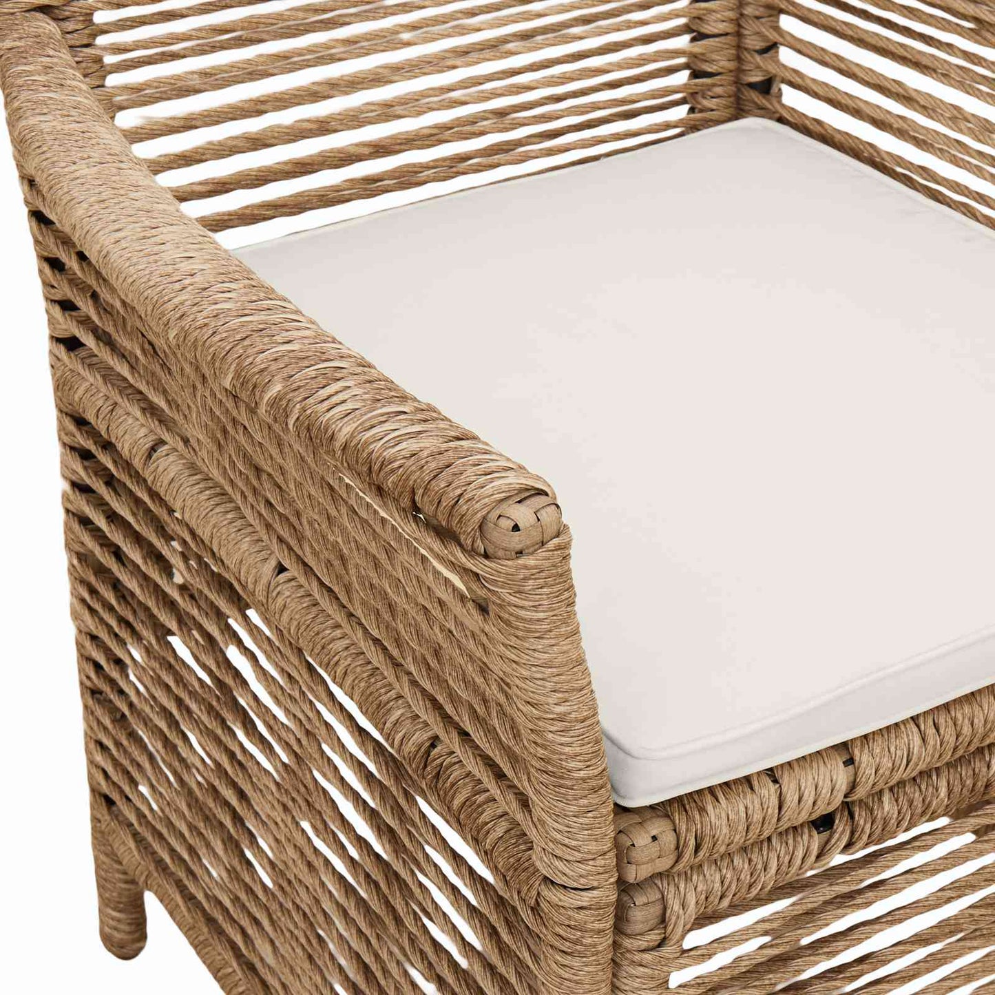 Sedia da esterno con cuscino 2 pcs Beige e Crema polyrattan | homemem39