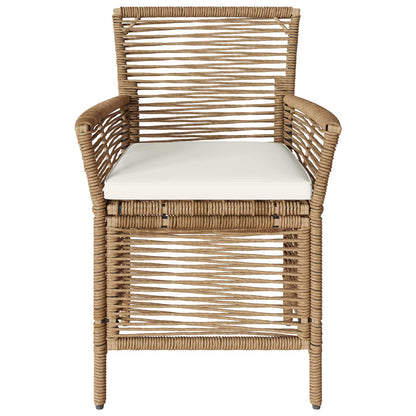 Sedia da esterno con cuscino 2 pcs Beige e Crema polyrattan | homemem39