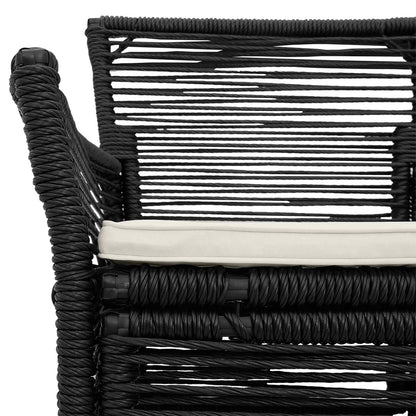 Sedia da esterno con cuscino 4 pcs Nero e Crema polyrattan | homemem39