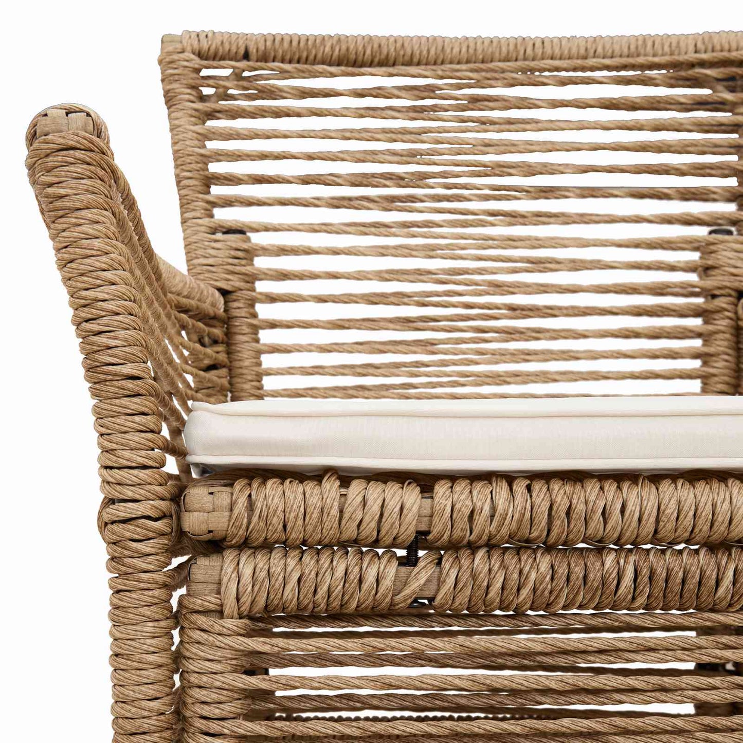 Sedia da esterno con cuscino 4 pcs Beige e Crema polyrattan | homemem39