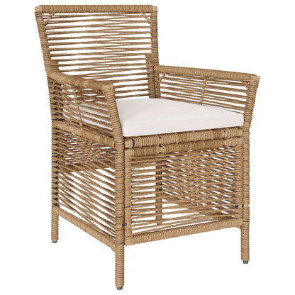 Sedia da esterno con cuscino 4 pcs Beige e Crema polyrattan
