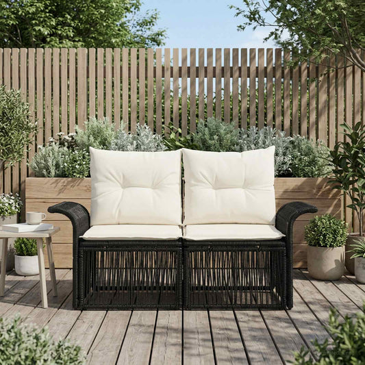 Divano da giardino 2-Numero di posti Nero polyrattan | homemem39