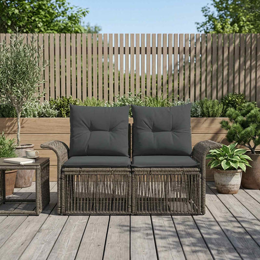 Divano da giardino 2-Numero di posti Grigio polyrattan | homemem39