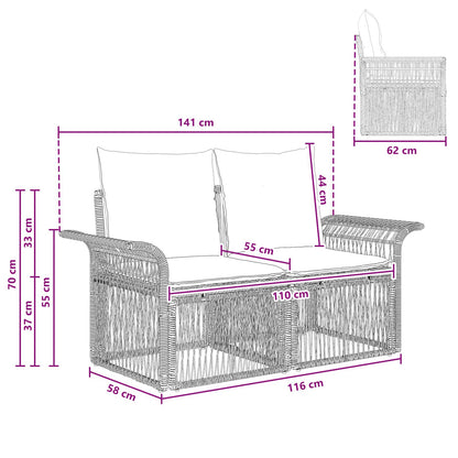 Divano da giardino 2-Numero di posti Grigio polyrattan | homemem39