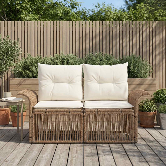 Divano da giardino 2-Numero di posti Beige polyrattan | homemem39