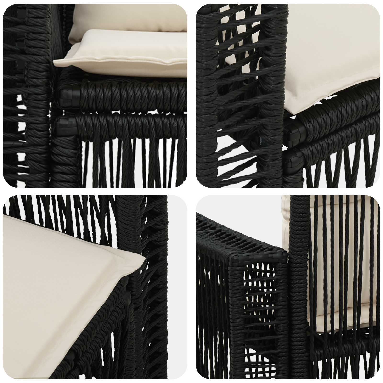 Divano da giardino 2-Numero di posti Nero polyrattan | homemem39