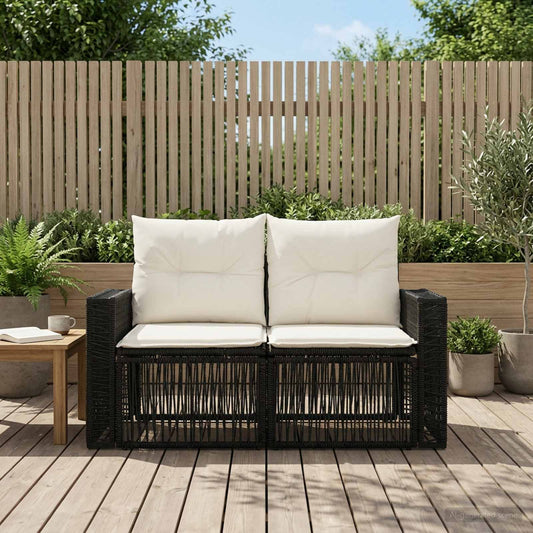 Divano da giardino 2-Numero di posti Nero polyrattan | homemem39