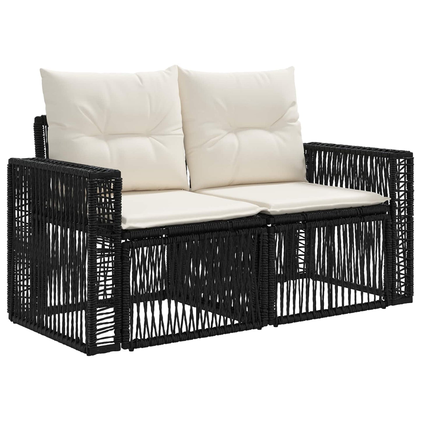Divano da giardino 2-Numero di posti Nero polyrattan | homemem39