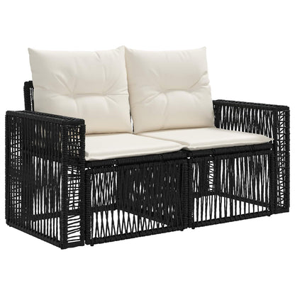 Divano da giardino 2-Numero di posti Nero polyrattan | homemem39