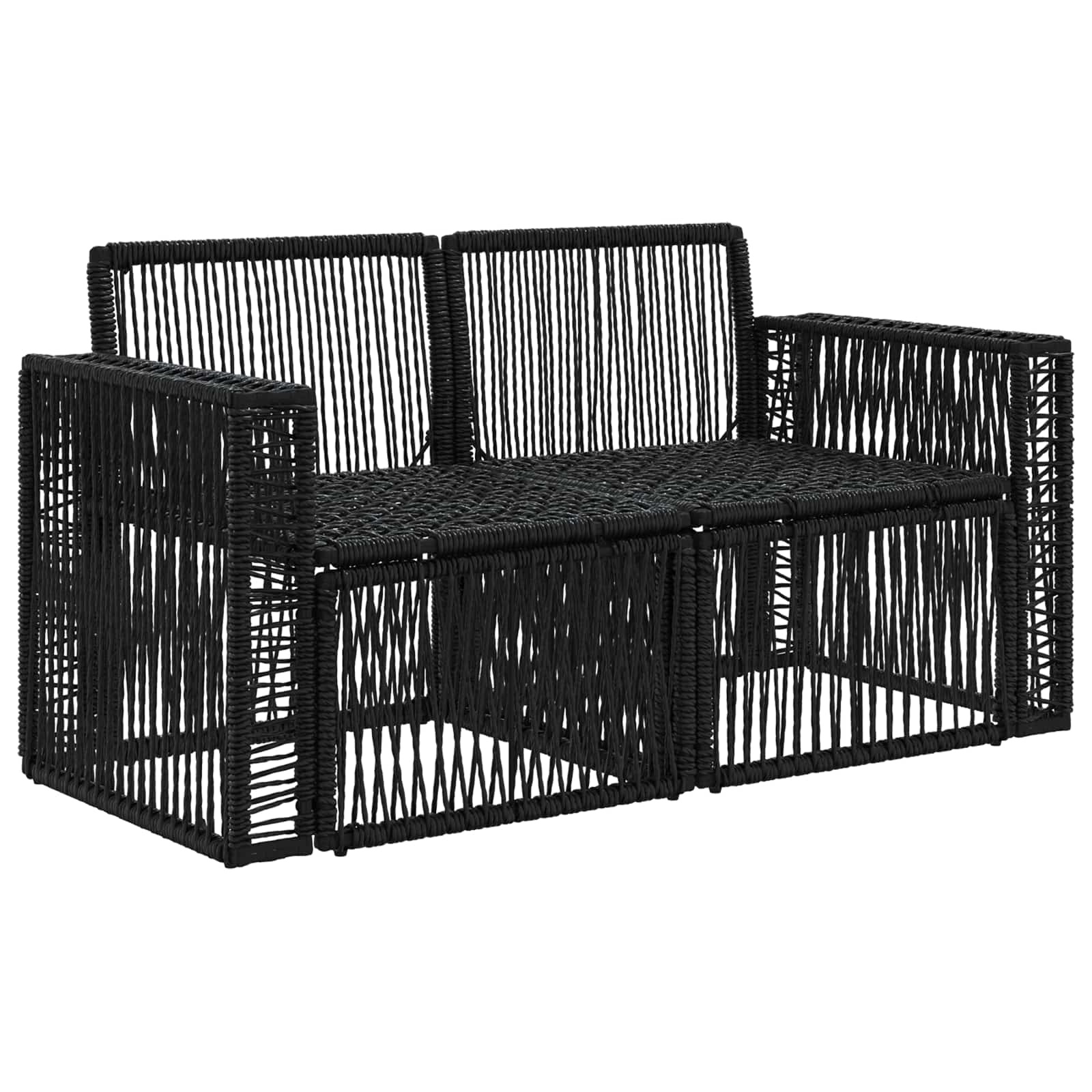 Divano da giardino 2-Numero di posti Nero polyrattan | homemem39